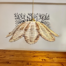 Bambu avize Rattan Sarkıt Avize Doğal Salon Avize Bohem Avize 50CM ÇAP