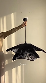 LUMİNART Rustik Tarz Bohem avize Makrome avize Salon avize Yatak Odası Avize Rattan Avize (SİYAH)