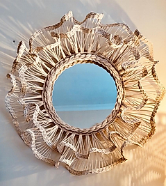 Dekoratif Rattan Duvar Aynası