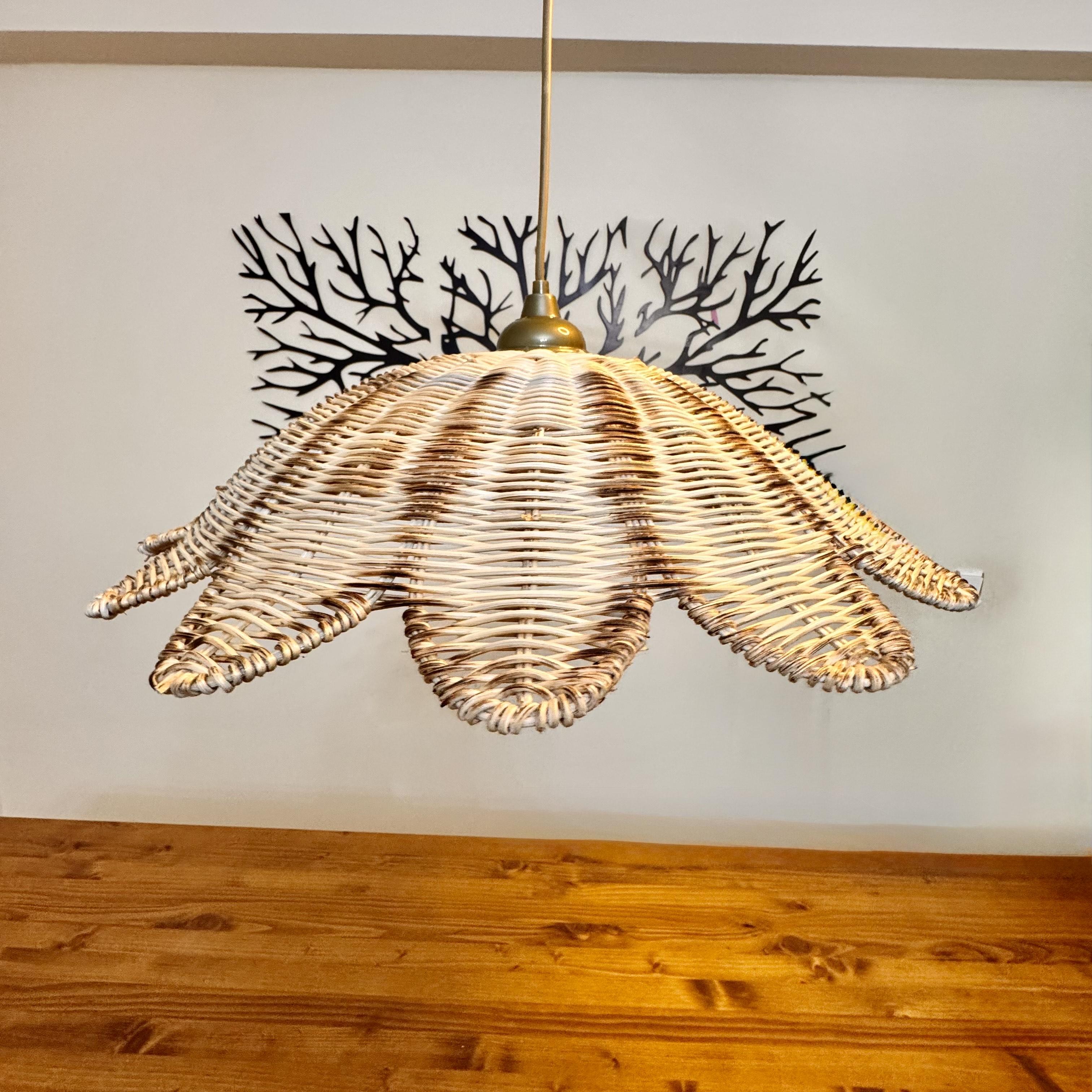 Bambu avize Rattan Sarkıt Avize Doğal Salon Avize Bohem Avize 50CM ÇAP