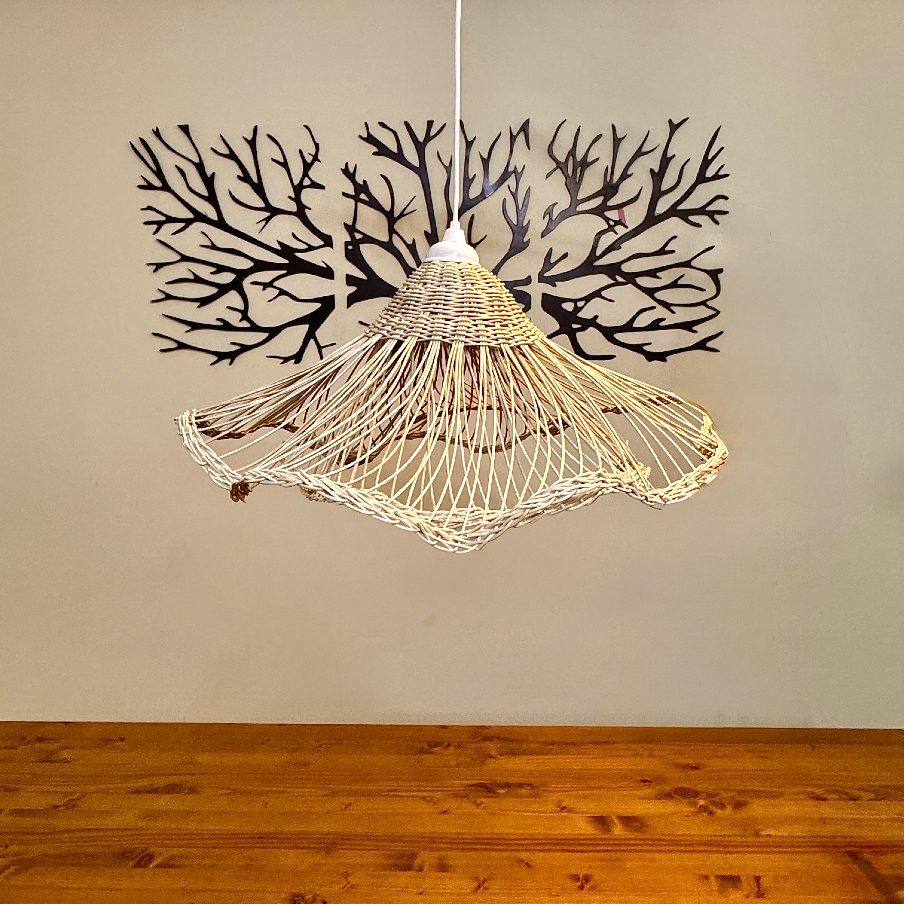 Rattan Sarkıt Avize Doğal Salon Avize Bohem Avize Çocuk odası avize 55cm çap