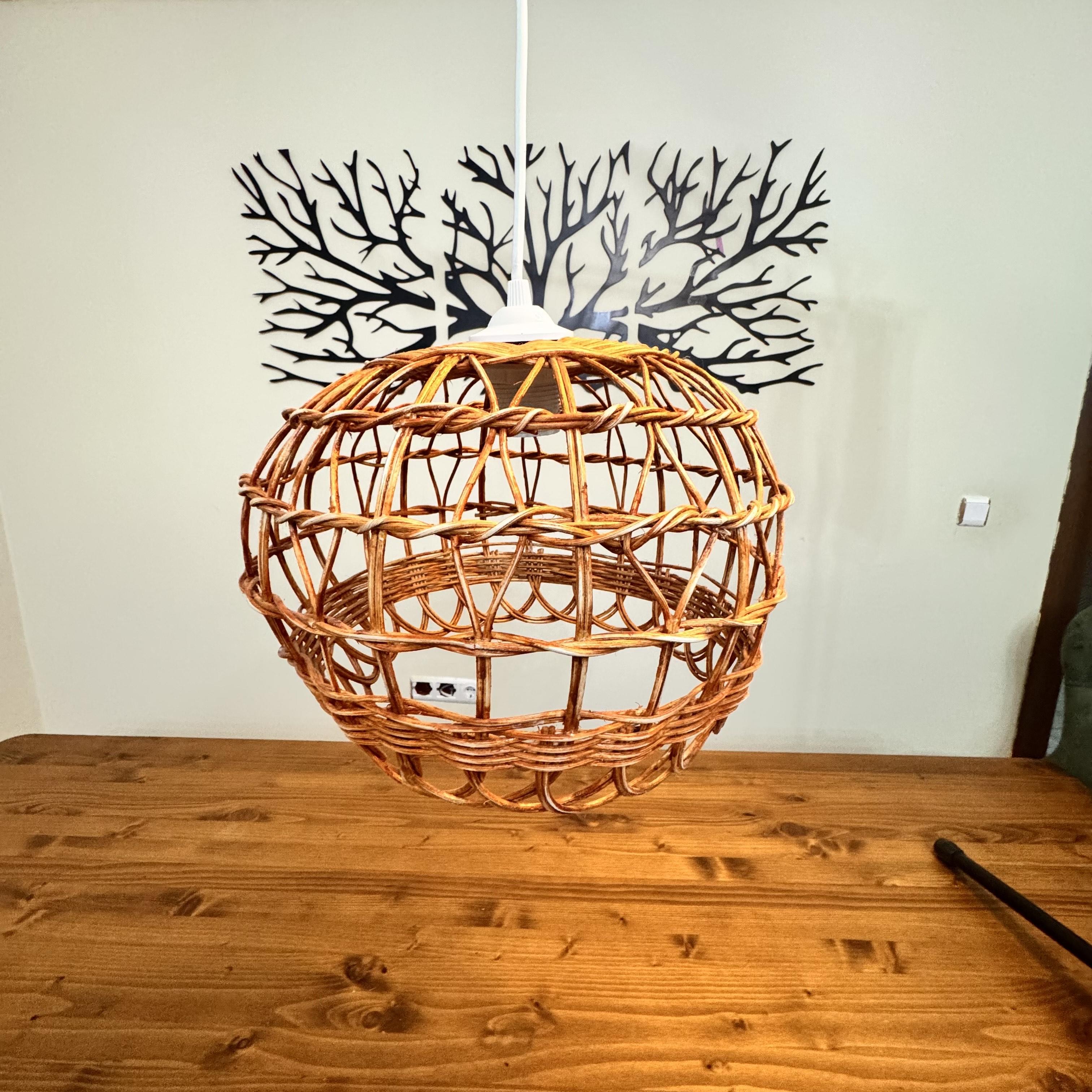 Bambu Hasır Sarkıt Avize Hasır Avize rattan avize 30CM ÇAP