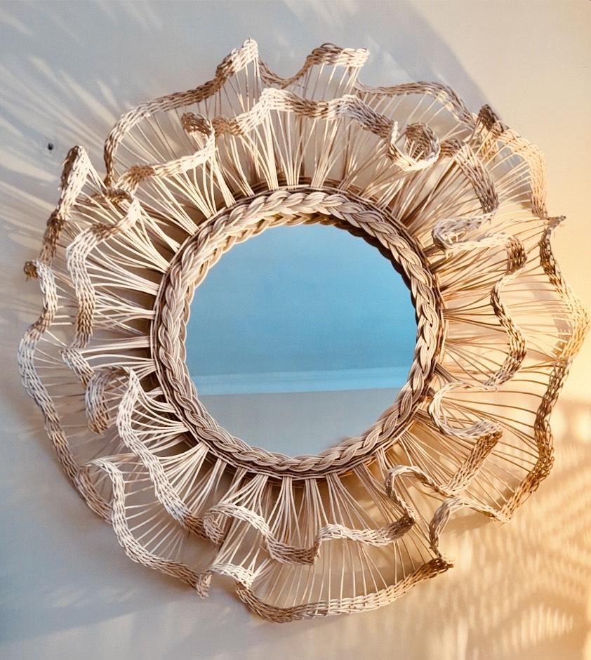Dekoratif Rattan Duvar Aynası