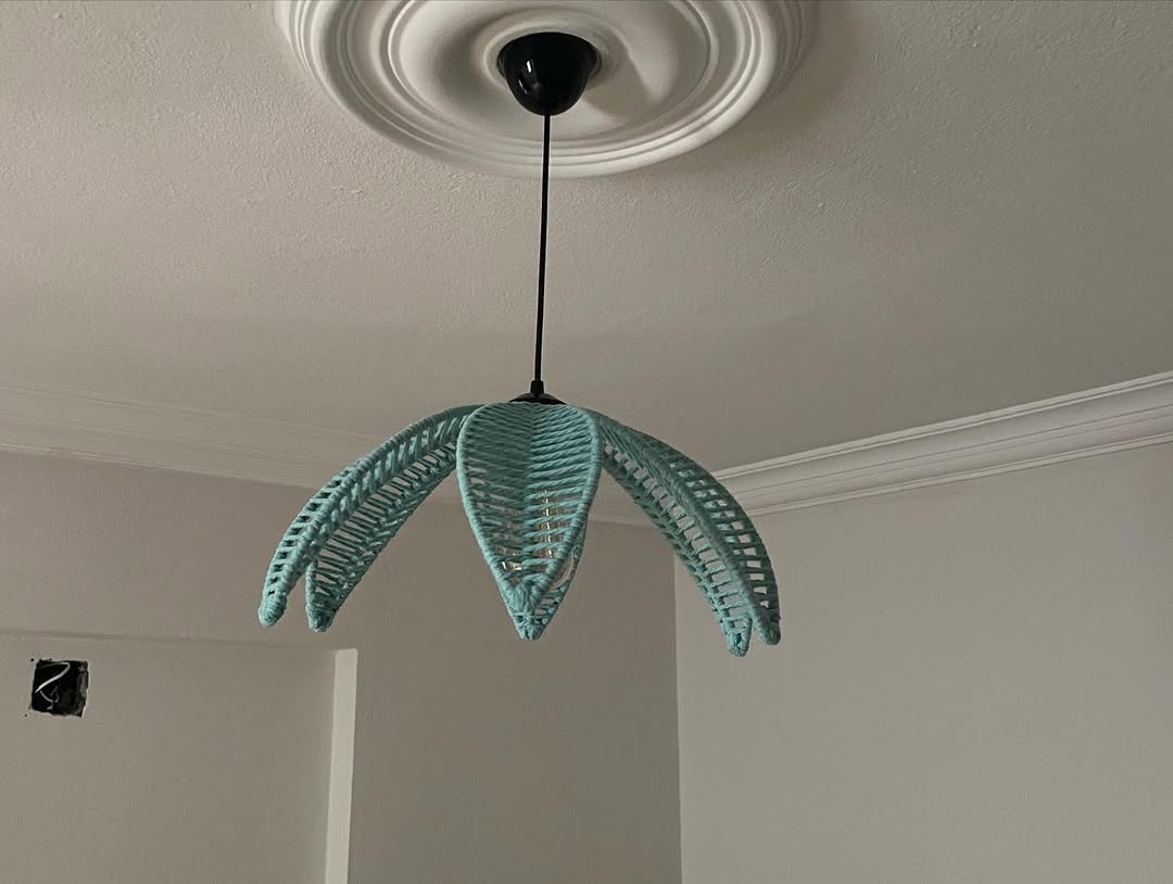 yaprak model avize bohem makrome avize çocuk odası avize (MAVİ)