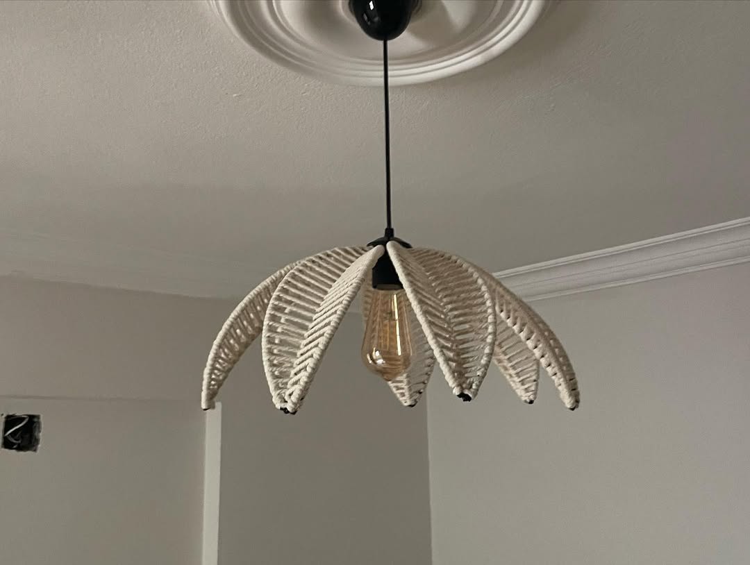 yaprak model avize bohem makrome avize çocuk odası avize (KREM)