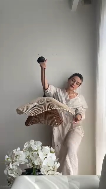 LUMİNART Rustik Tarz Bohem avize Makrome avize Salon avize Yatak Odası Avize Rattan Avize (KREM - KAHVE )